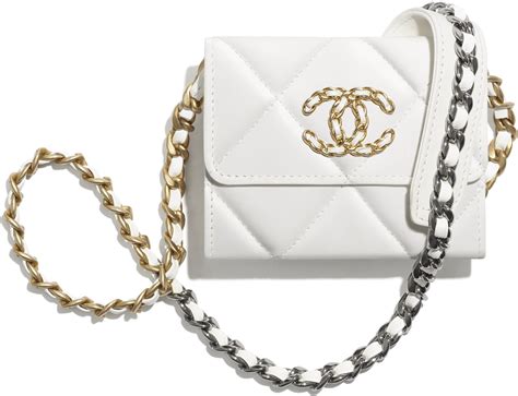 chanel white 2021 19 flap coin purse w/ chain|Chanel handbags.